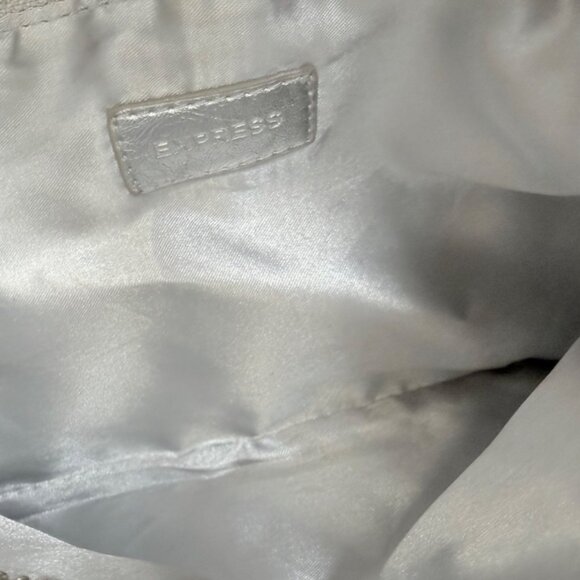 Express Silver Mesh Shoulder Bag With Chain Strap Shimmer Evening Party Clutch - Picture 15 of 16